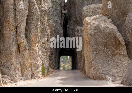 Needles highway tunnel Stock Photo