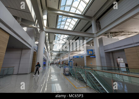 Incheon, South Korea - April 7, 2018 : Inside view of Incheon International Airport Stock Photo