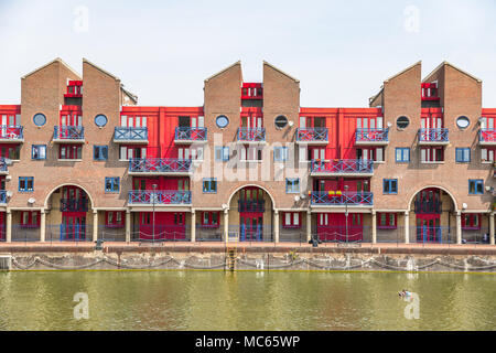 Dockside apartments at Shadwell Basin, part of London Docks in London Stock Photo
