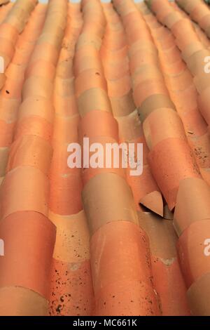Spanish roof tiles in the village of Cartajima, Malaga, Spain Stock Photo