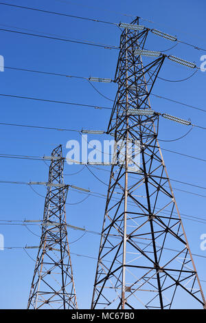 Electricity Pylons, Low Angle Stock Photo