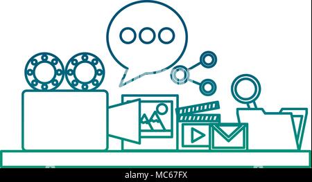 social media marketing set icons Stock Vector