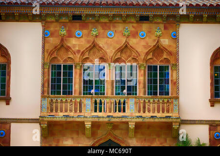 Architectural features of Ca D' Zan, the Ringling home in Sarasota FL, USA Stock Photo