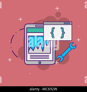 smartphone website code support repair tool Stock Vector