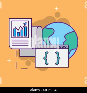 world website coding documents statistics Stock Vector