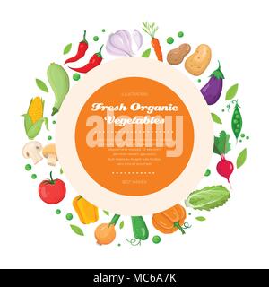Fresh organic vegetables - modern colorful vector illustration Stock Vector