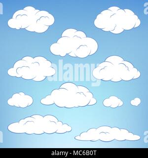 set of clouds against the blue sky Stock Vector