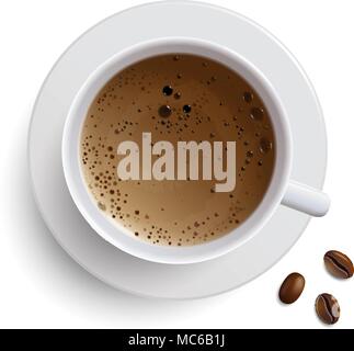 cup of coffee on a plate top view Stock Vector