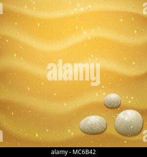 shiny gold sand beach with sea pebbles Stock Vector