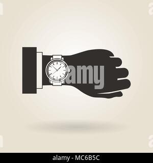 icon hand wristwatch on a light background Stock Vector