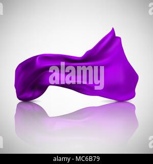 purple satin fabric flying in the wind on a light background Stock Vector