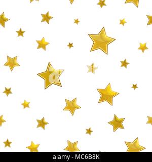 seamless pattern with gold stars on a white background Stock Vector