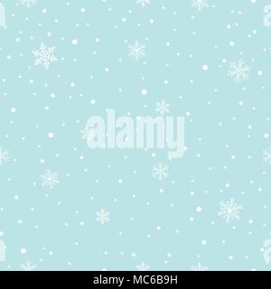 snowflakes falling seamless pattern on a blue background Stock Vector