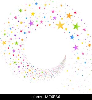 stream of multicolored stars on a white background Stock Vector