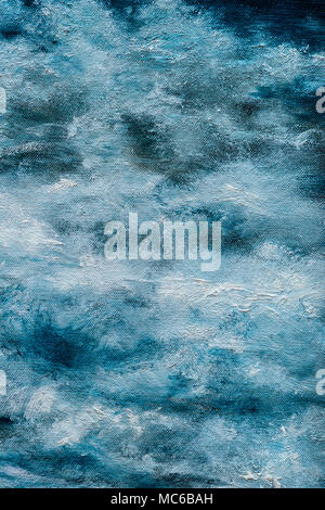 Blue and white abstract canvas painting background. Stock Photo