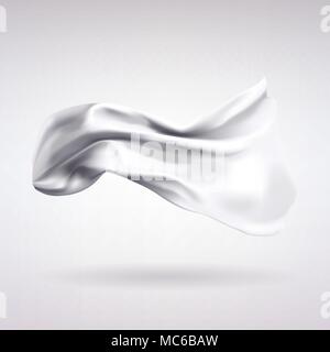 white satin fabric flying in the wind on a light background Stock Vector