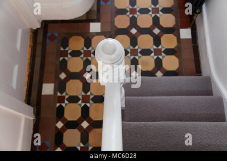 House entrance hall with period feature victorian tiles Stock Photo