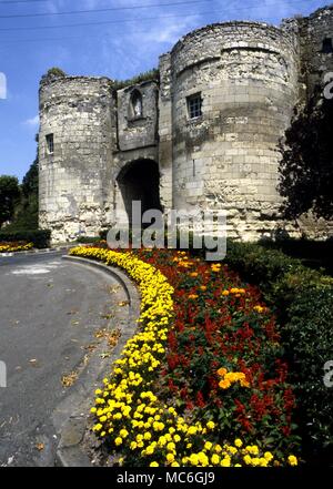 France. Loudun. Porte du Matray, the mediaeval gateway to the town in which Urbain Grandiere, the priest, was burnt in 1634 Stock Photo