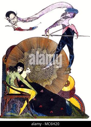 MAGICIANS Faust and Mephistopheles, from the illustration vignettes drawn by harry Clarke, for the 1925 editiron of Goethe's Faust Stock Photo