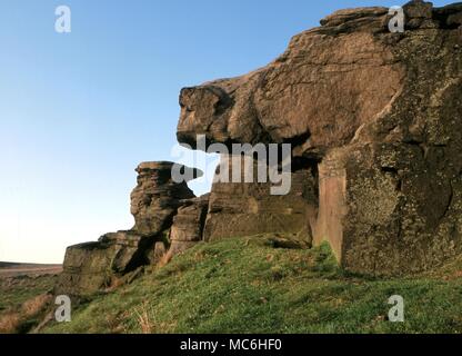 Ley Lines. The Doubler Stones on Ilkley Moor, Yorkshire. These stones were a sacred site in prehistoric times and part of an extensive ley. Stock Photo