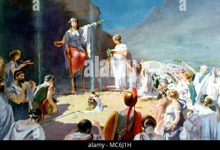 Greece Delphi Consulting the Delphic Oracle After a painting by J H Vaida From the 1914 edition of History of Nations by W Hutchinson Stock Photo