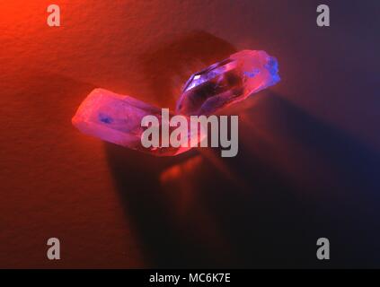 Crystals. Two large quartz crystals, used in healing techniques Stock Photo