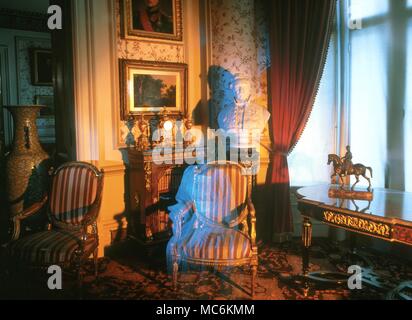 Hauntings. Female ghost in a room of a stately home. Double exposure. Stock Photo