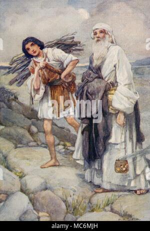 CHRISTIAN - OLD TESTAMENT - JEWISH MYTH - SACRIFICE 'Abraham and Isaac going up the mountain' - where the father intends to sacrifice his son. Illustration by Arthur Dixon for Theodora W. Wilson, The Old Testament Story, 1926. Stock Photo