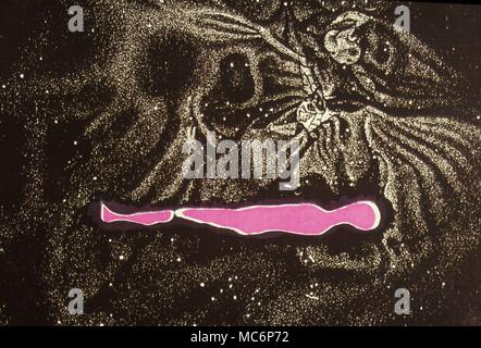 Stage I in the process of astral projection. The astral body