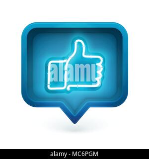 Neon like sign with glowing tubes in 3D speech bubble, vector illustration Stock Vector