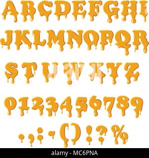 Caramel alphabet isolated on white background. Stock Vector