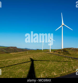 Wind turbines of the Cezallier windfarm, Puy de Dome, Auvergne, France Stock Photo