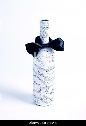 festively decorated bottle of wine.isolated on white Stock Photo