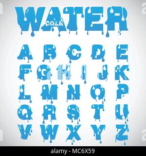 "Water" font made from flow font, vector Stock Vector