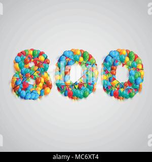 Number made by colorful balloons, vector Stock Vector