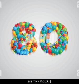 Number made by colorful balloons, vector Stock Vector
