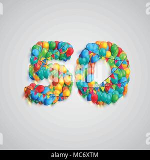 Number made by colorful balloons, vector Stock Vector