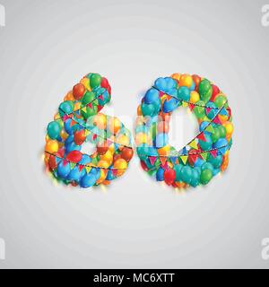 Number made by colorful balloons, vector Stock Vector