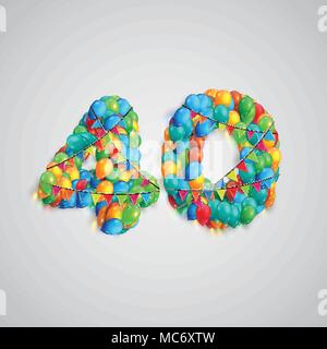 Number made by colorful balloons, vector Stock Vector