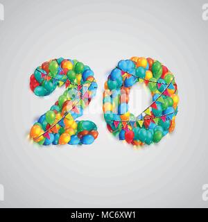Number made by colorful balloons, vector Stock Vector