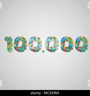 Number made by colorful balloons, vector Stock Vector