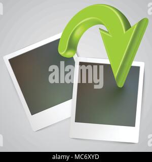 Before-after pictures with an arrow, vector Stock Vector