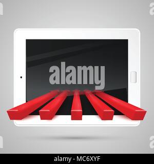 Tablet and red arrows, vector Stock Vector