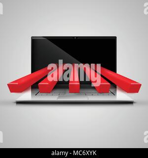 Notebook and red arrows, vector Stock Vector