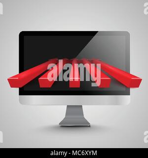 PC and red arrows, vector Stock Vector