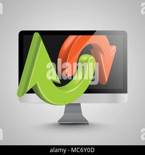 PC and arrows, vector Stock Vector