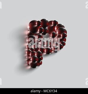 A letter made by red spheres, vector Stock Vector