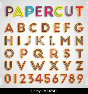 Papercut font with numbers, vector Stock Vector
