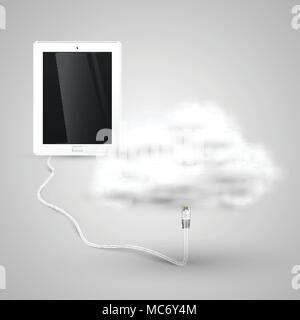 Tablet is connecting to cloud Stock Vector