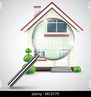 House with a magnifier, vector Stock Vector